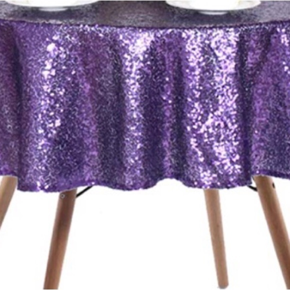 1pcTABLECLOTH special occasions/party Purple sequined round size50"Lx50"W  NWOT - Picture 3 of 4